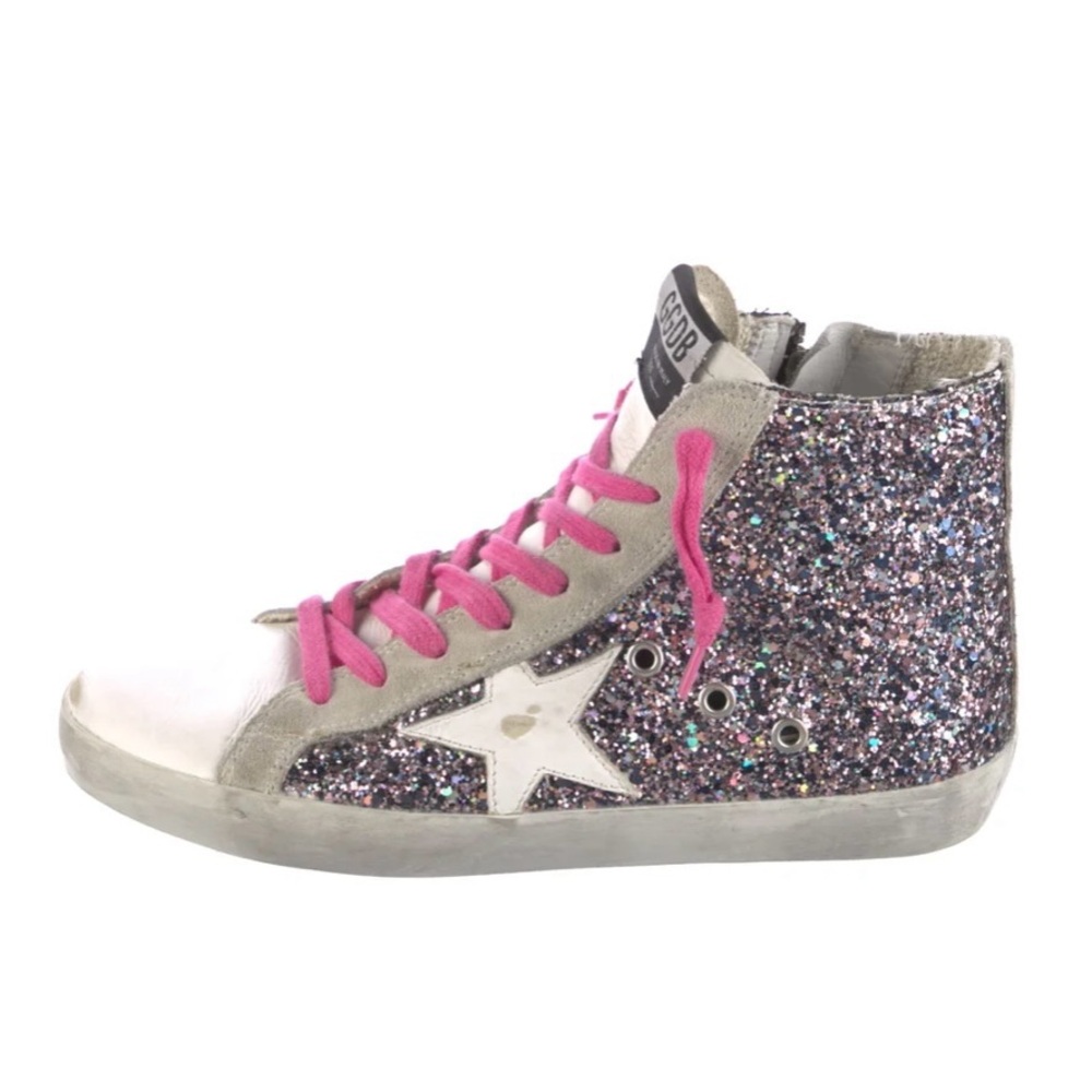 Golden Goose Francy High top rainbow multicolor glitter sneakers-size 40